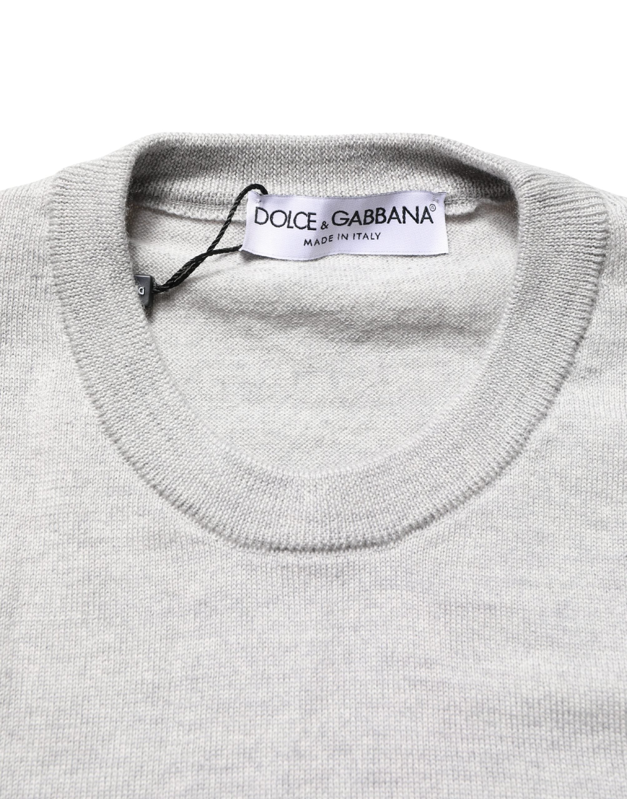 Gray Long Sleeves Crew Neck Pullover Sweater