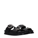 Black Leather Slippers