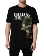 Black Camouflage Graphic Cotton Crewneck T-shirt