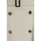 Beige Cotton Midi Skirt