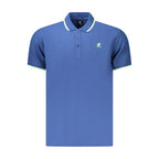 Blue Cotton Men Polo Shirt