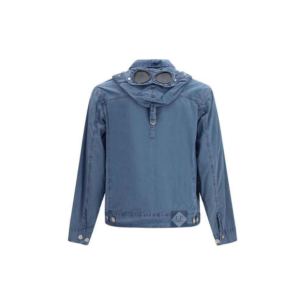 Blue Cotton Full-Length Jacket