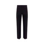 Blue Cotton Casual Pants