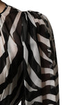 Black White Zebra Puff Sleeves Mini Dress