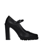 Black Leather High Heel Pumps