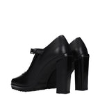 Black Leather High Heel Pumps
