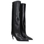 Black Leather High Heel Boots
