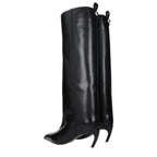 Black Leather High Heel Boots