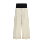 Beige Cotton Casual Pants