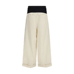 Beige Cotton Casual Pants