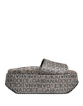 Gray Leather Monogram Logo Sandals Shoes