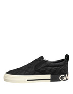 Black Quilted Slip On Low Top Sneakers Shoes