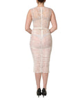 White Floral Lace Sheer Sleeveless Midi Dress