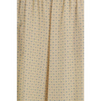 Beige Silk Casual Pants