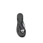 Black Rubber Flat Sandals