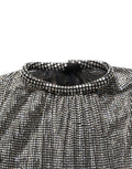 Silver Rhinestones Long Sleeves Bodysuit Mini Dress