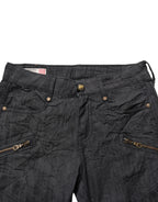 Black Cotton Mid Waist Skinny Denim Jeans