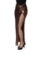 Rose Gold Embellished Sequinned Maxi Skirt