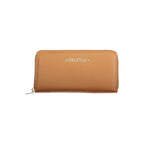 Brown Polyurethane Women Wallet with Zip Closure