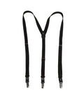 Black Cotton Leather Elastic Y-back Metal Clips Suspender