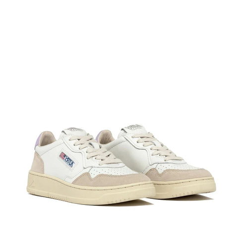 Weiße Low-Top-Sneaker aus Leder
