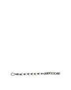 Silver Tone Brass Beaded Shell DG Logo Pendant Bracelet