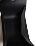 Black Calfskin Leather Logo Print Bifold CoinPurse Wallet