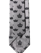 Gray Crown Fantasy Silk Adjustable Men Tied Necktie Tie