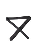 Black Solid Silk Satin Wide Adjustable Men Necktie Tie