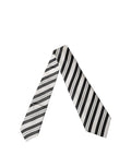 Black White Stripes Silk Adjustable Women Necktie Tie