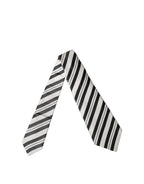 Black White Stripes Silk Adjustable Women Necktie Tie