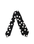 Black White Polka Dot Silk Adjustable Women Necktie Tie