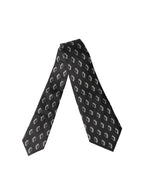 Black Patterned Silk Adjustable Women Tied Necktie Tie