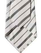 Black White Stripes Silk Adjustable Women Necktie Tie