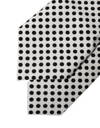 White Black Polka Dot Silk Adjustable Women Necktie Tie