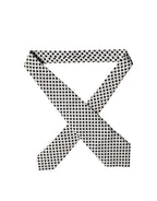 White Black Polka Dot Silk Adjustable Women Necktie Tie