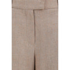 Beige Linen Casual Pants