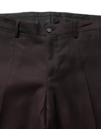 Brown Straight Leg Dress Silk Trousers Pants