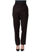 Brown Straight Leg Dress Silk Trousers Pants
