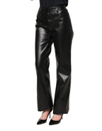 Black PU Leather High Waisted Trouser Pants