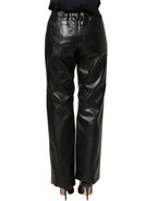Black PU Leather High Waisted Trouser Pants