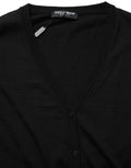 Black Wool Knit Button Cardigan Sweater