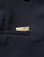 Dark Blue High Waist Straight Dress Formal Trouser Pants