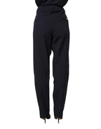 Dark Blue High Waist Straight Dress Formal Trouser Pants