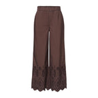 Brown Cotton Casual Pants