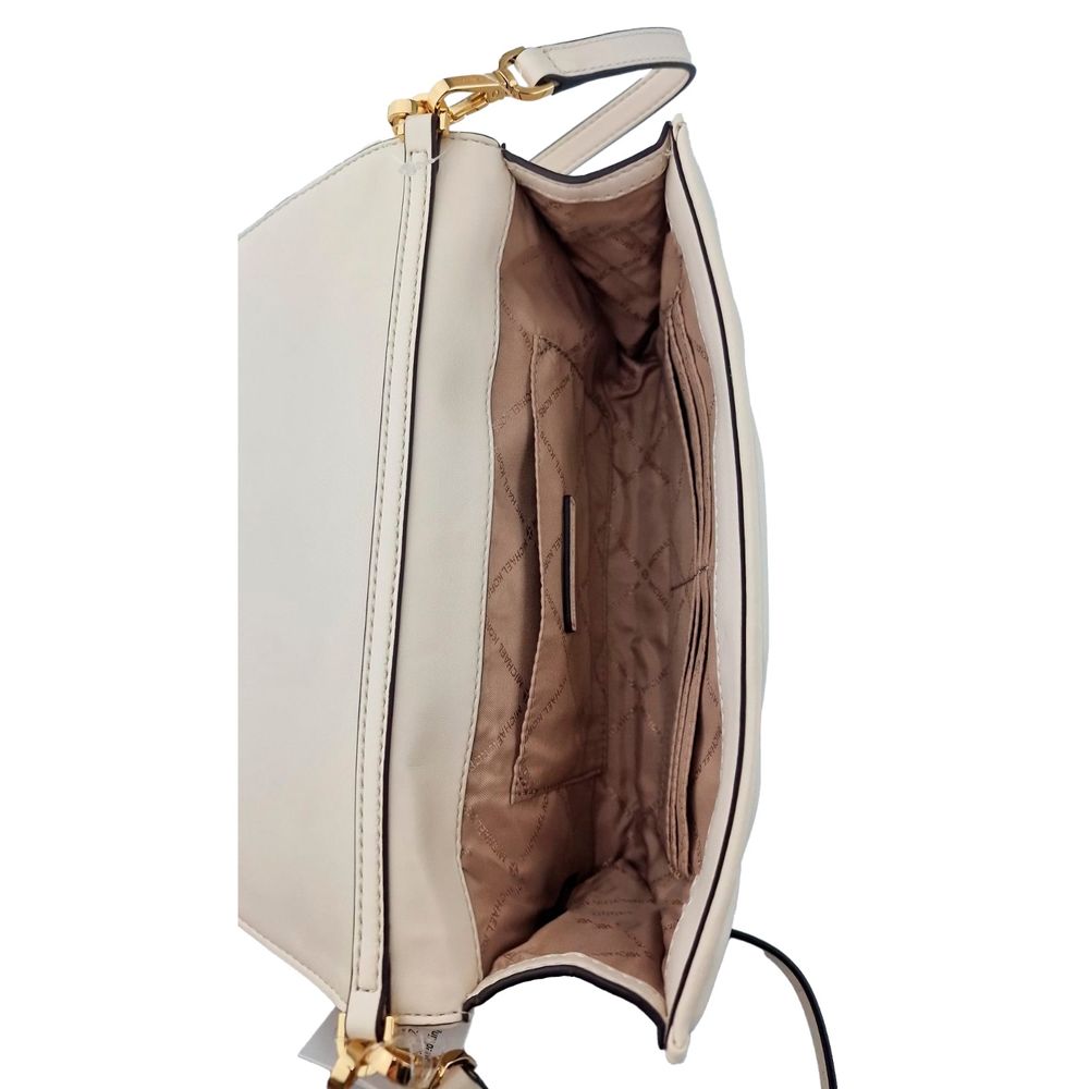 Beige Leder-Schultertasche