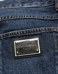 Dark Blue Washed MidWaist Straight Denim Jeans