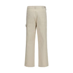 Beige Cotton Casual Pants