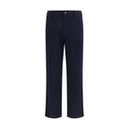 Blue Cotton Casual Pants