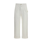 Umit Benan White Cotton Casual Pants